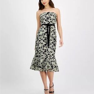 Sam Edelman Women’s Embroidered Strapless Belted Leafy Design